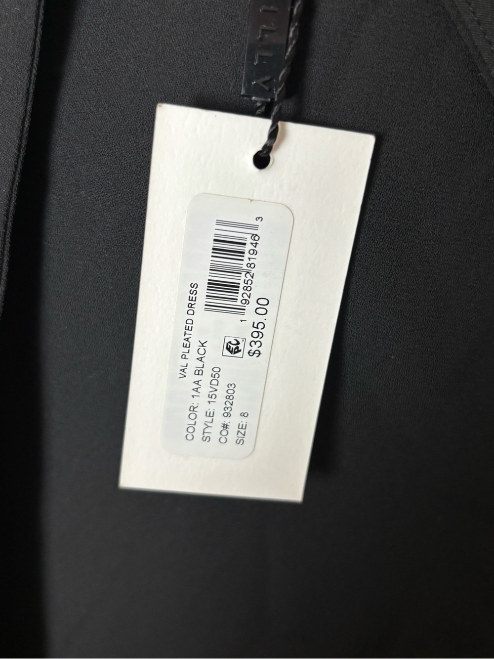 NEW Milly Black Long-Sleeve Pleated-Waist Dress Size 8 - Picture 14 of 15